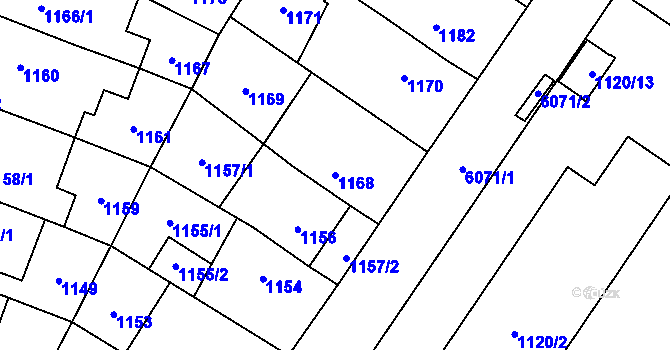 Parcela st. 1168 v KÚ Jihlava, Katastrální mapa