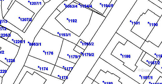 Parcela st. 1193/2 v KÚ Jihlava, Katastrální mapa