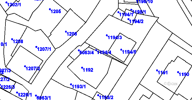 Parcela st. 1194/4 v KÚ Jihlava, Katastrální mapa