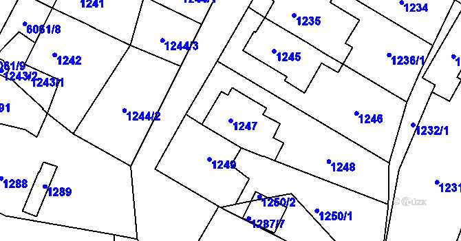 Parcela st. 1247 v KÚ Jihlava, Katastrální mapa
