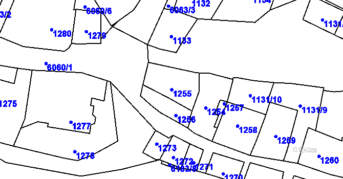 Parcela st. 1255 v KÚ Jihlava, Katastrální mapa