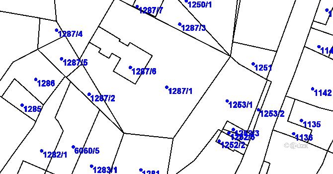 Parcela st. 1287/1 v KÚ Jihlava, Katastrální mapa
