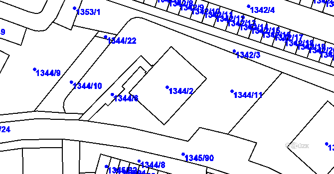 Parcela st. 1344/2 v KÚ Jihlava, Katastrální mapa