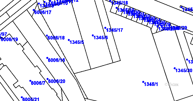 Parcela st. 1345/6 v KÚ Jihlava, Katastrální mapa