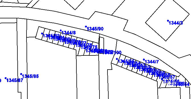 Parcela st. 1345/72 v KÚ Jihlava, Katastrální mapa