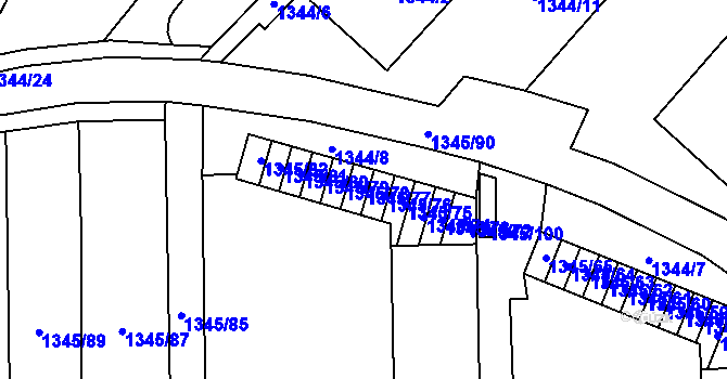 Parcela st. 1345/77 v KÚ Jihlava, Katastrální mapa