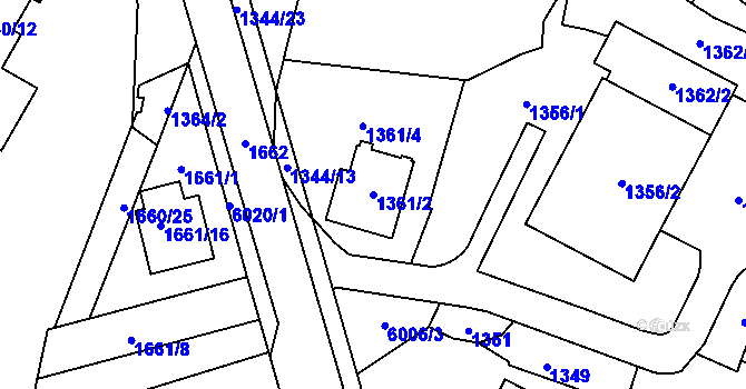 Parcela st. 1361/2 v KÚ Jihlava, Katastrální mapa