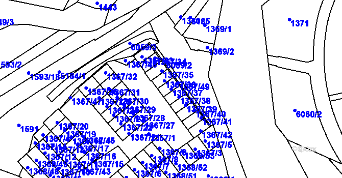 Parcela st. 1367/37 v KÚ Jihlava, Katastrální mapa