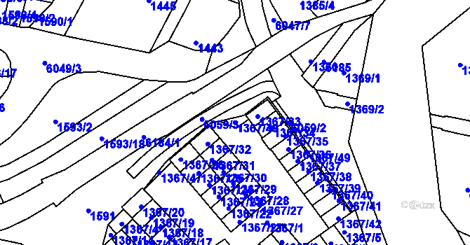 Parcela st. 1367/48 v KÚ Jihlava, Katastrální mapa