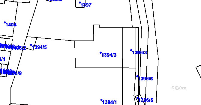 Parcela st. 1394/3 v KÚ Jihlava, Katastrální mapa