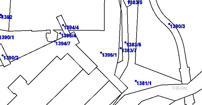 Parcela st. 1396/1 v KÚ Jihlava, Katastrální mapa