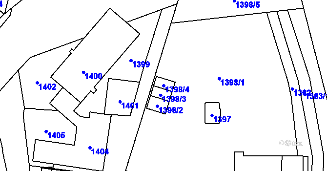 Parcela st. 1398/4 v KÚ Jihlava, Katastrální mapa
