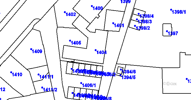 Parcela st. 1404 v KÚ Jihlava, Katastrální mapa