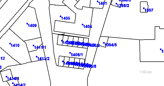 Parcela st. 1406/3 v KÚ Jihlava, Katastrální mapa
