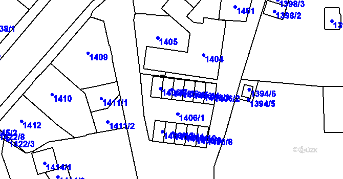 Parcela st. 1406/6 v KÚ Jihlava, Katastrální mapa