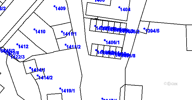 Parcela st. 1406/12 v KÚ Jihlava, Katastrální mapa