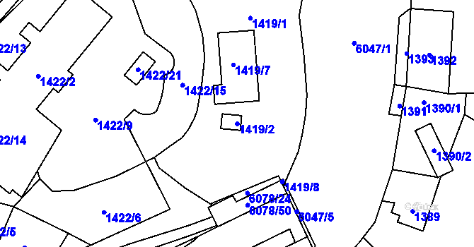 Parcela st. 1419/2 v KÚ Jihlava, Katastrální mapa