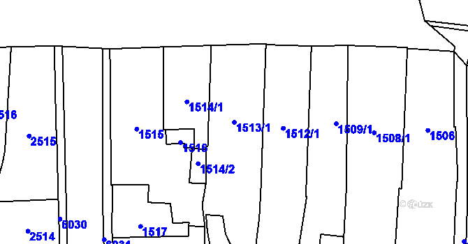 Parcela st. 1513/1 v KÚ Jihlava, Katastrální mapa