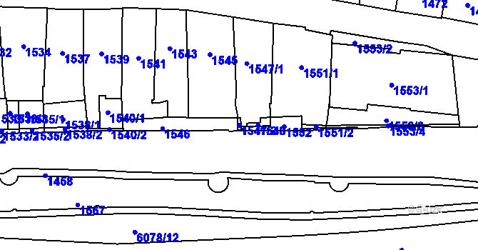 Parcela st. 1547/2 v KÚ Jihlava, Katastrální mapa