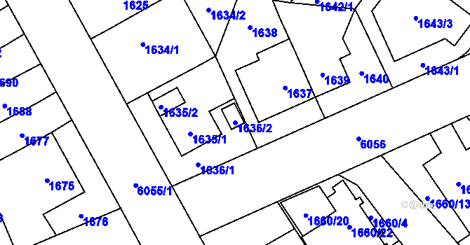 Parcela st. 1636/2 v KÚ Jihlava, Katastrální mapa