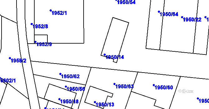 Parcela st. 1950/14 v KÚ Jihlava, Katastrální mapa