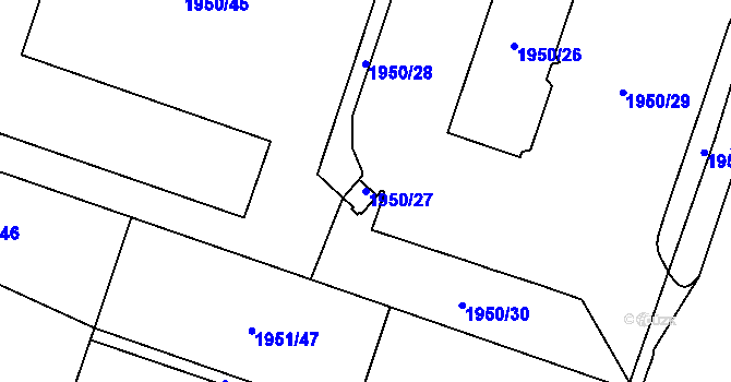 Parcela st. 1950/27 v KÚ Jihlava, Katastrální mapa