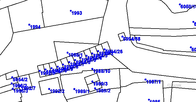 Parcela st. 1988/2 v KÚ Jihlava, Katastrální mapa