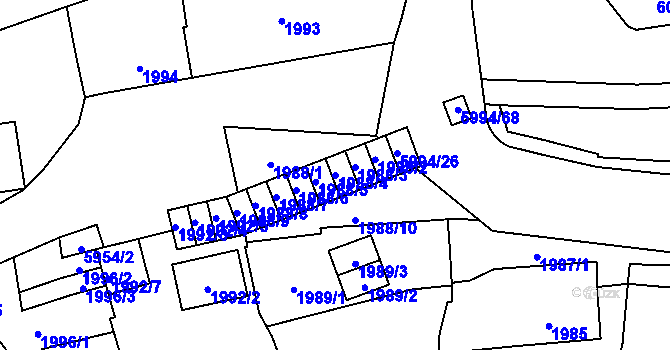 Parcela st. 1988/4 v KÚ Jihlava, Katastrální mapa