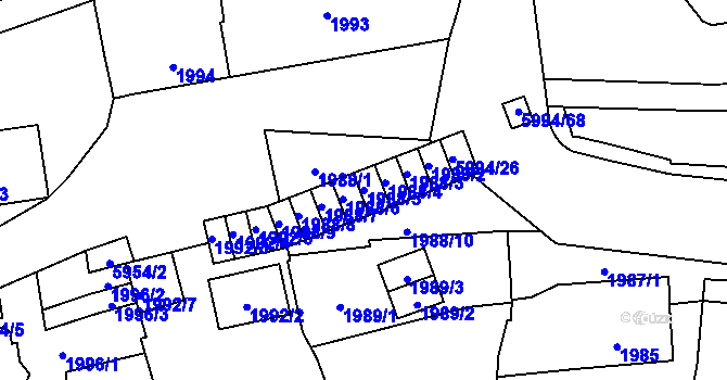 Parcela st. 1988/5 v KÚ Jihlava, Katastrální mapa
