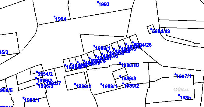Parcela st. 1988/6 v KÚ Jihlava, Katastrální mapa