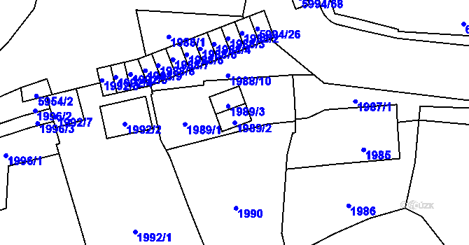 Parcela st. 1989/2 v KÚ Jihlava, Katastrální mapa