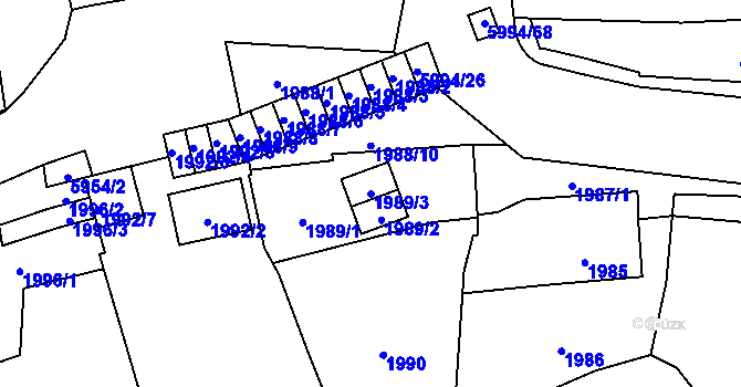 Parcela st. 1989/3 v KÚ Jihlava, Katastrální mapa