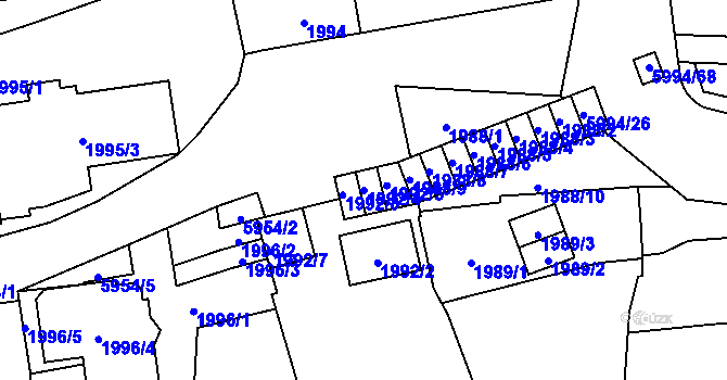 Parcela st. 1992/4 v KÚ Jihlava, Katastrální mapa