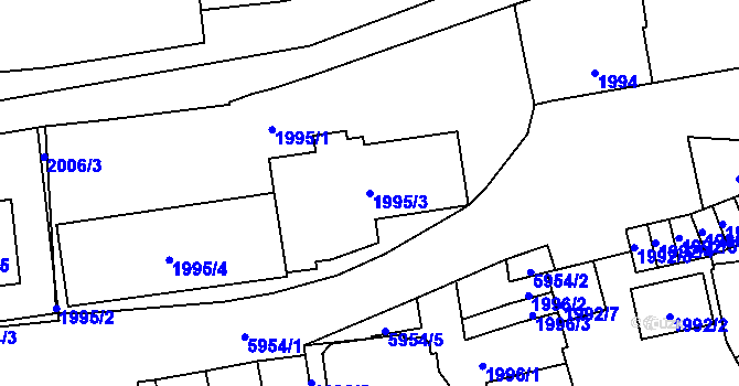 Parcela st. 1995/3 v KÚ Jihlava, Katastrální mapa