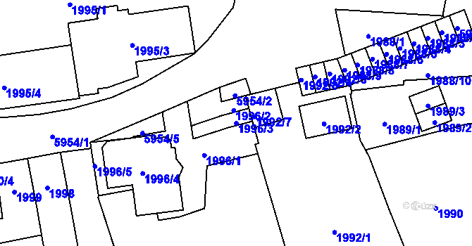 Parcela st. 1996/3 v KÚ Jihlava, Katastrální mapa