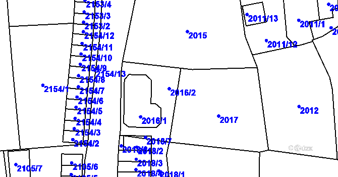 Parcela st. 2016/2 v KÚ Jihlava, Katastrální mapa