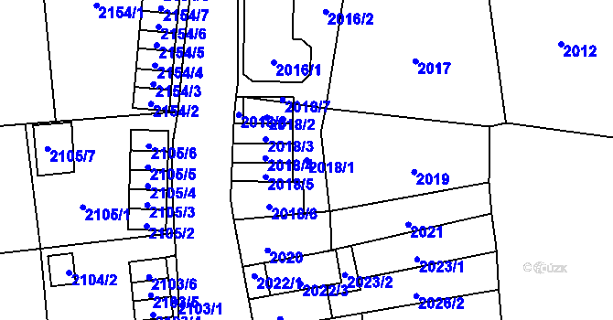 Parcela st. 2018/1 v KÚ Jihlava, Katastrální mapa