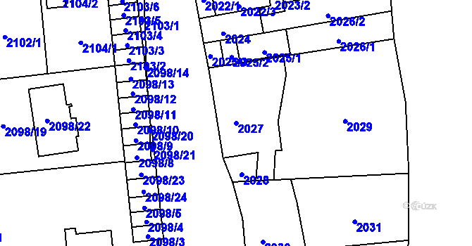 Parcela st. 2027 v KÚ Jihlava, Katastrální mapa