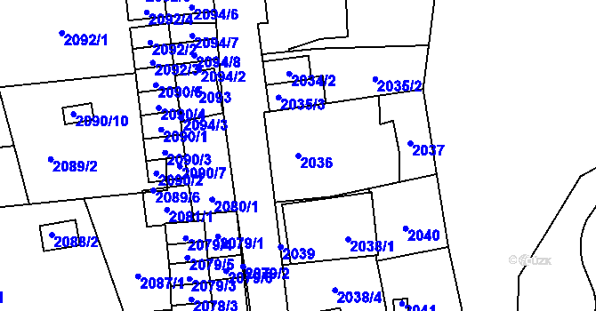 Parcela st. 2036 v KÚ Jihlava, Katastrální mapa