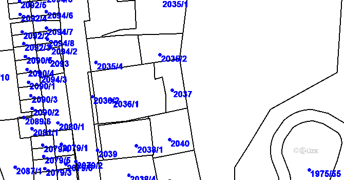 Parcela st. 2037 v KÚ Jihlava, Katastrální mapa