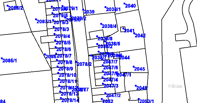 Parcela st. 2038/3 v KÚ Jihlava, Katastrální mapa