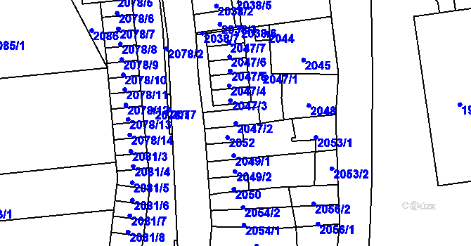 Parcela st. 2047/2 v KÚ Jihlava, Katastrální mapa