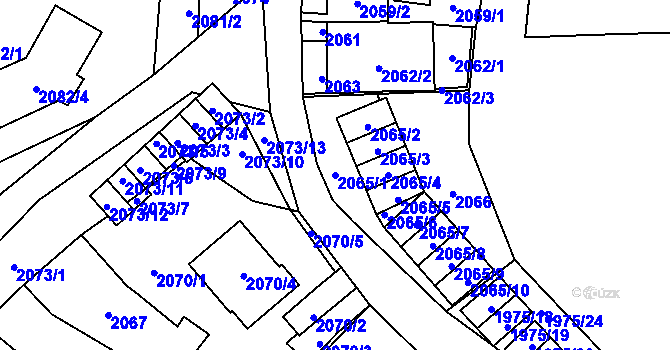 Parcela st. 2065/1 v KÚ Jihlava, Katastrální mapa