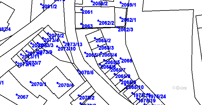 Parcela st. 2065/4 v KÚ Jihlava, Katastrální mapa