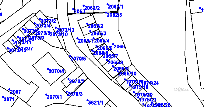 Parcela st. 2065/7 v KÚ Jihlava, Katastrální mapa