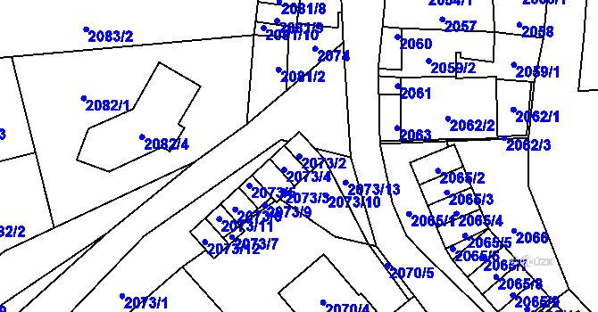 Parcela st. 2073/2 v KÚ Jihlava, Katastrální mapa