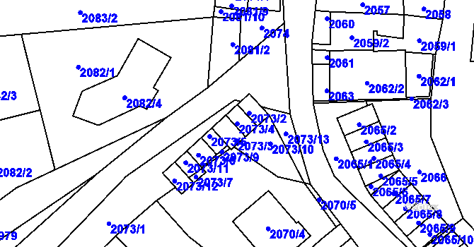 Parcela st. 2073/4 v KÚ Jihlava, Katastrální mapa