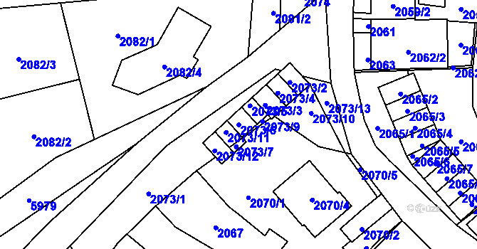 Parcela st. 2073/6 v KÚ Jihlava, Katastrální mapa