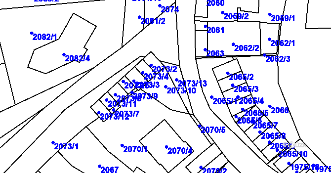 Parcela st. 2073/10 v KÚ Jihlava, Katastrální mapa