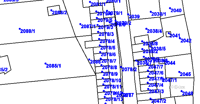 Parcela st. 2078/6 v KÚ Jihlava, Katastrální mapa